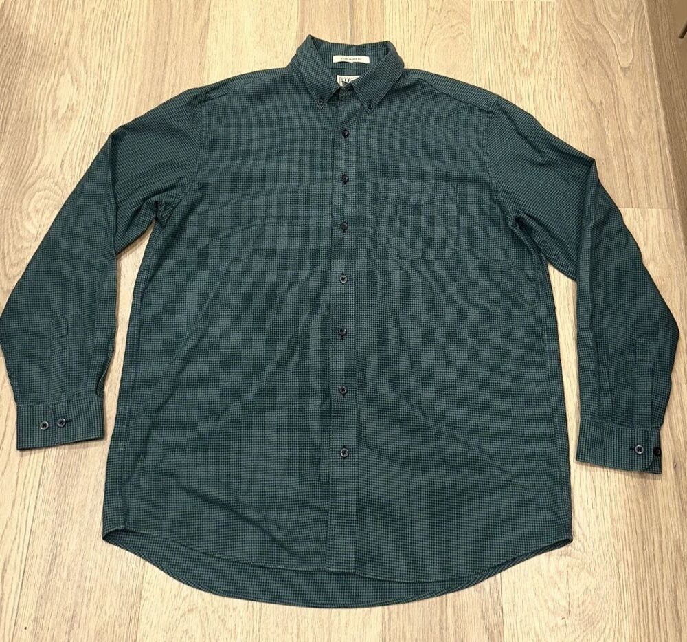 LL Bean Mens Wicked Good Flannel Shirt Traditional Fit Houndstooth Large Tall